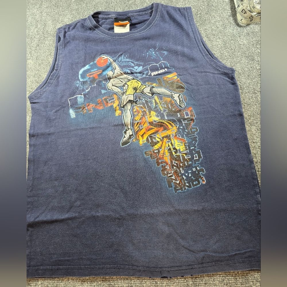 And1 Mens Blue Graphic Muscle Tee Size Large Basketball Streetwear Tank